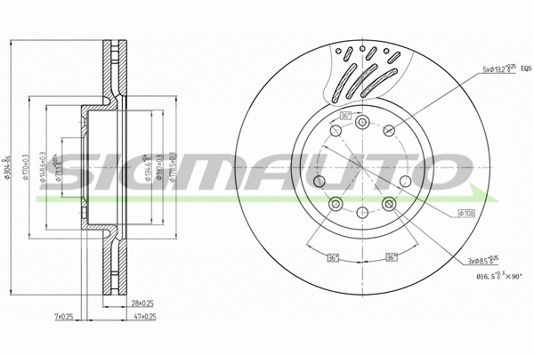 Disque de frein SIGMAUTO DBB324V