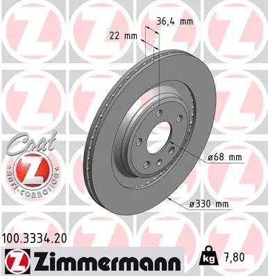 Disque de frein ZIMMERMANN 100.3334.20