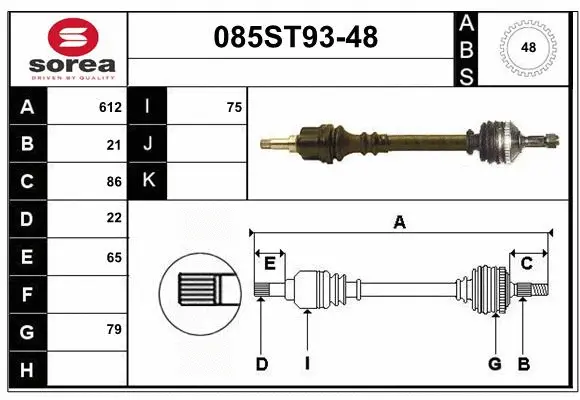 Arbre de transmission STARTCAR 085ST93-48