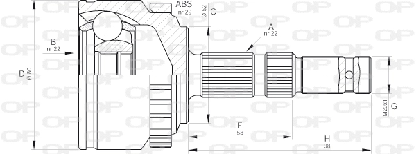 Jeu de joints, arbre de transmission OPEN PARTS CVJ5519.10