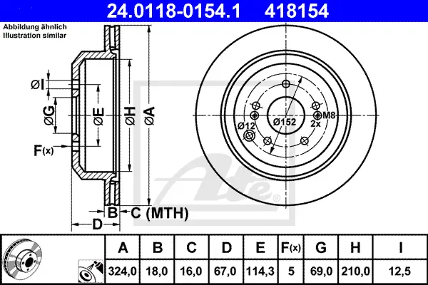 Disque de frein ATE-APAC 24.0118-0154.1