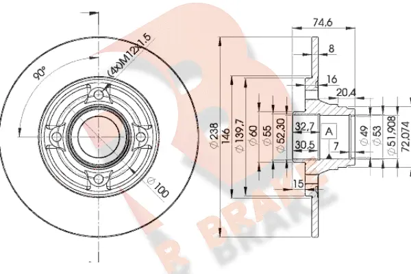 Disque de frein R BRAKE 78RBD15006