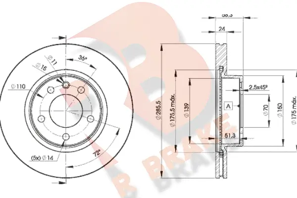 Disque de frein R BRAKE 78RBD29054