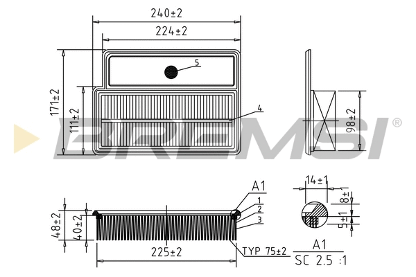 Filtre à air BREMSI FA1065