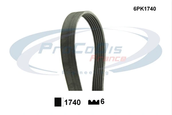Courroie trapézoïdale à nervures PROCODIS FRANCE 6PK1740