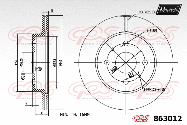 Disque de frein MAXTECH 863012