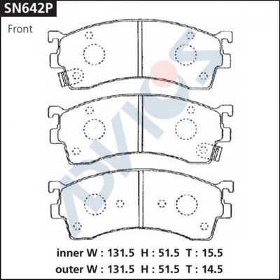 Kit de plaquettes de frein, frein à disque ADVICS SN642P