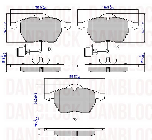Kit de plaquettes de frein, frein à disque DANBLOCK DB 510174