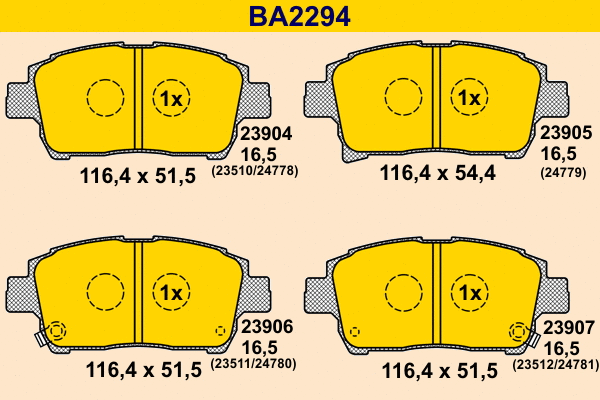 Kit de plaquettes de frein, frein à disque BARUM BA2294