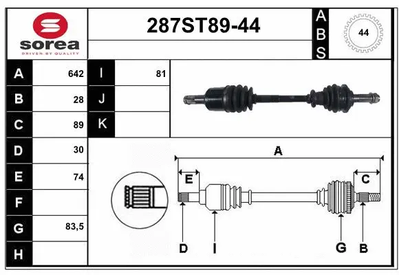 Arbre de transmission STARTCAR 287ST89-44
