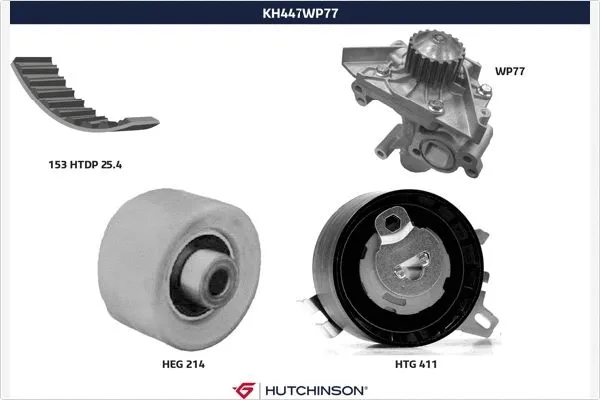 Pompe à eau + kit de courroie crantée HUTCHINSON KH 447WP77