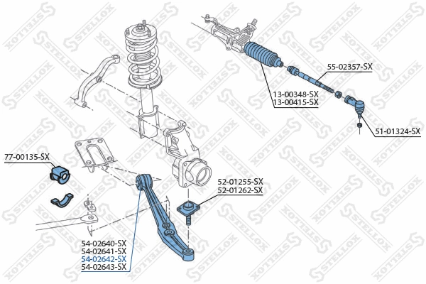Bras de liaison, suspension de roue STELLOX 54-02642-SX