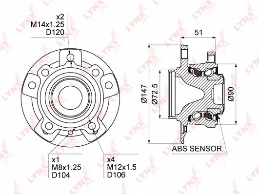 Kit de roulements de roue LYNXAUTO WH-1404