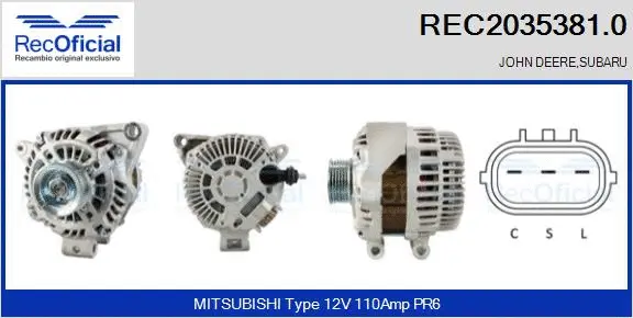 Alternateur RECOFICIAL REC2035381.0