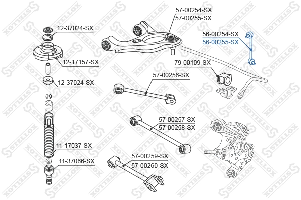 Entretoise/tige, stabilisateur STELLOX 56-00255-SX